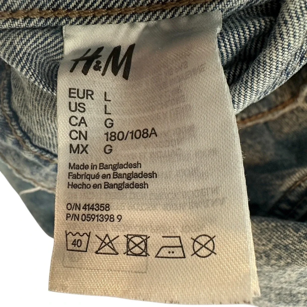 H&M Divided Young Thug Denim Jacket Angel Cherub Tour L Blue Acid Wash Unisex